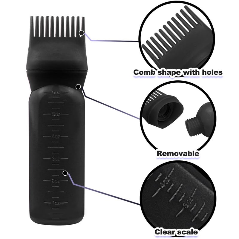 ELANE 4 Pack Hair Oiler Comb Bottle,Root Comb Applicator Bottle for Hair Oil Scalp Hair Oiling Applicator(2Black+2Purple) - Image 3